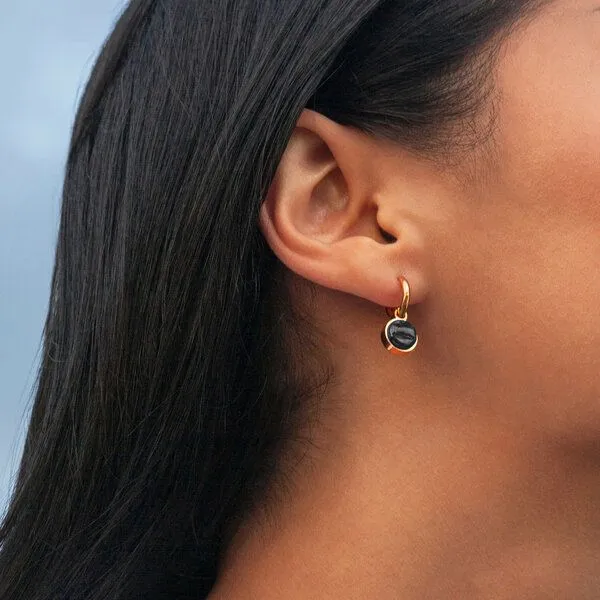 ALEXASCHA ALEXASCHA Roségold Clip Creolen mit Anhänger | Mix & Match, Onyxschwarz, – Produktbild 3 von 4