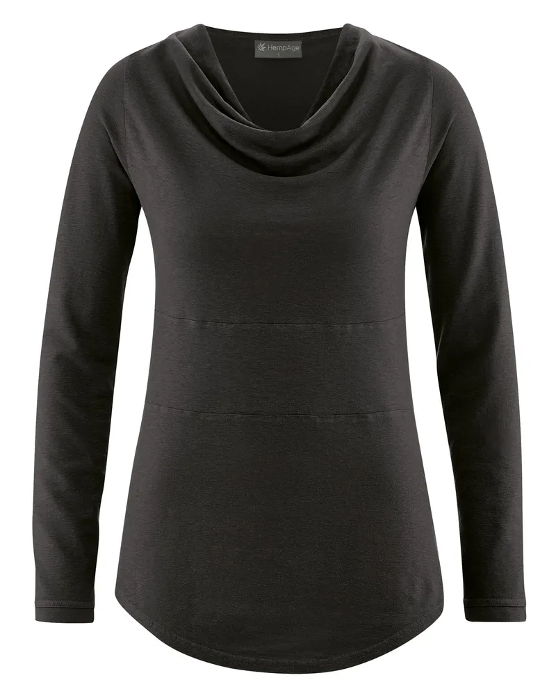 HempAge Hempage Damen vegan Schwarzes Langarm Oberteil, Schwarz, – Produktbild 4 von 4