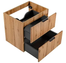 Lomadox Waschbeckenschrank ADELAIDE-56 Wotaneiche mit gerilllter Front 60/57/46 cm – Produktbild 1 von 1