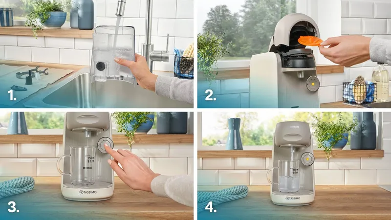 Tassimo Tassimo Kapselmaschine finesse friendly TAS167P, intensiverer Kaffee auf Kopfdruck, aus Recyclingmaterial, mehr Intensität per Knopfdruck, Beige, – Produktbild 4 von 5