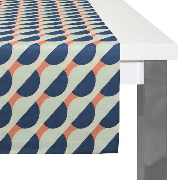 Nature by Adam Nature by Adam Tischläufer aus 100% Bio-Baumwolle - Made in Germany - Circles, Blau, – Produktbild 1 von 4