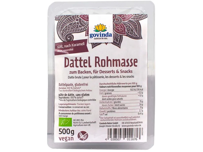 Govinda Govinda Bio-Dattel-Rohmasse, 500 g – Produktbild 1 von 1
