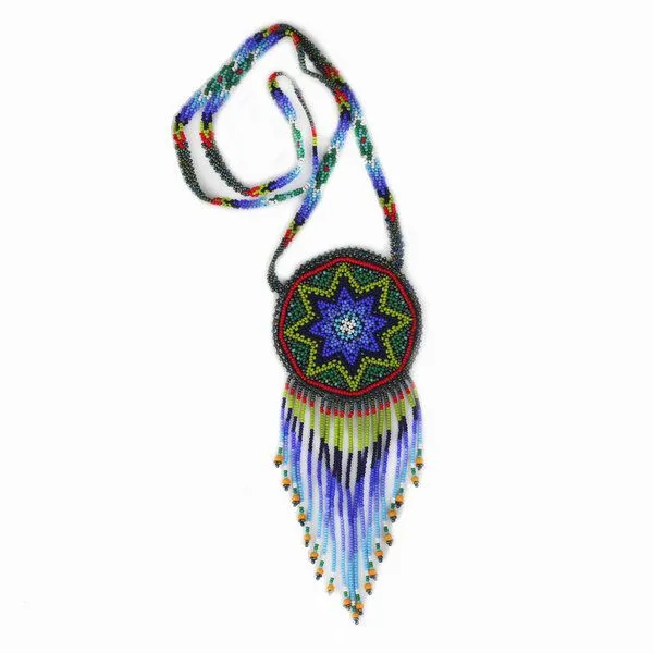 Mitienda Shop Mitienda Shop Huichol Halskette Damen | Retro-Schmuck, Grün/blau, – Produktbild 1 von 4