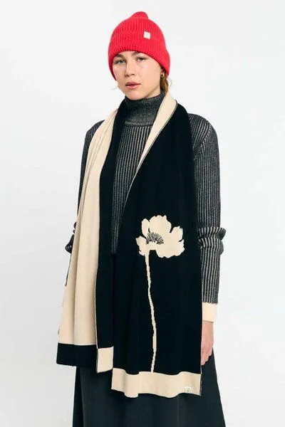 Suite 13 Lab Suite 13 Lab London Baumwoll-Schal, Schwarz-beige-blume, – Produktbild 1 von 2