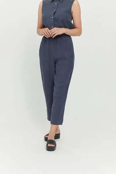 Mazine Mazine Leinen Hose - Ruthilda Pants - aus Leinen, Blau (ink blue), – Produktbild 1 von 4