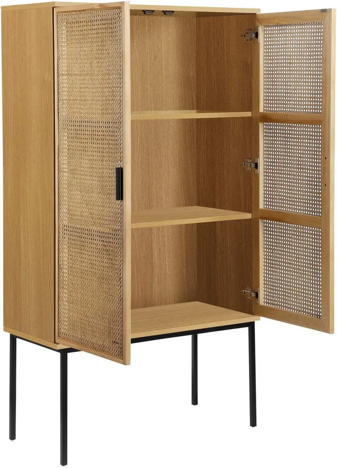 OTTO home Highboard Feines, Eschenholz-Details, robustem Metallgestell, FSC-zertifiziertem Holz, Beige, – Produktbild 4 von 5