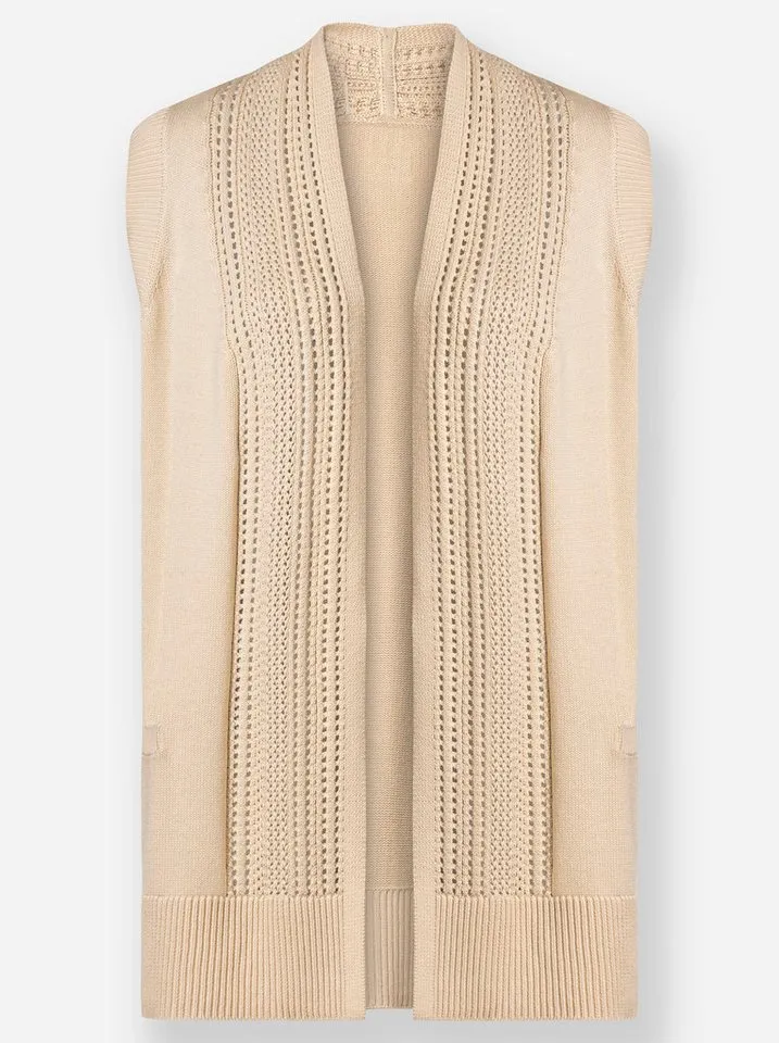 Witt Witt Strickweste Strickweste Ärmellos Ajourstrick, Beige, – Produktbild 4 von 4