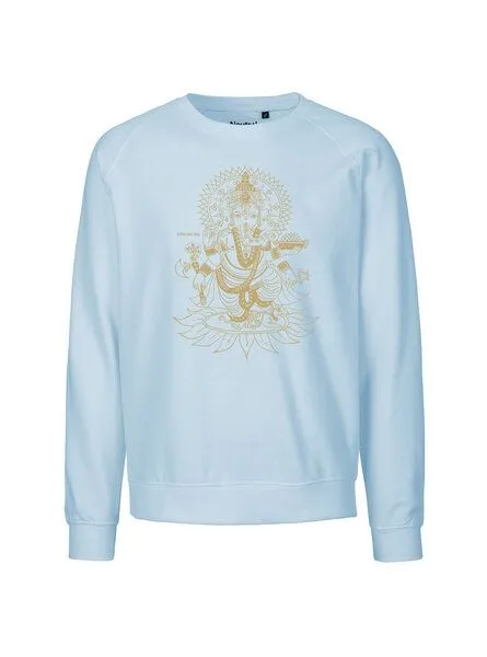 Peaces.bio - handbedruckte Biomode Peaces.bio - handbedruckte Biomode Bio Damen-Sweatshirt Loose Fit Ganesha, Hellblau, – Produktbild 1 von 2