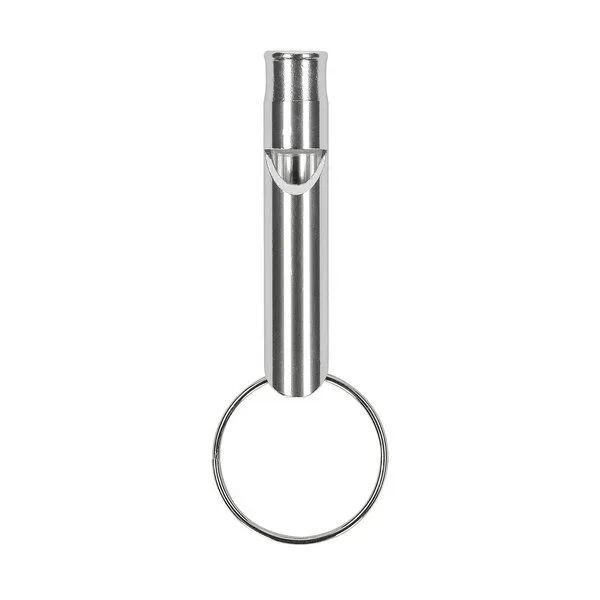 elasto elasto Signalpfeife aus Edelstahl - kompakte Notfallpfeife mit Schlüsselring, Silber, – Produktbild 3 von 4