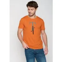 GreenBomb GREENBOMB Bike Front Stamp Guide - Sportliches T-Shirt aus Bio-Baumwolle / hochwertiger Print / GOTS / Fair & Vegan, Orange (schwarz heather orange), – Produktbild 1 von 1