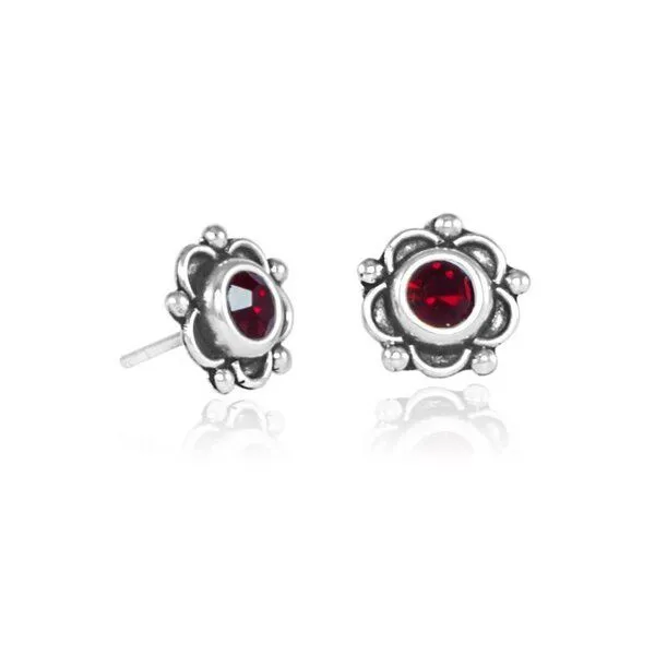pakilia pakilia Silber Ohrstecker Seerose Fair-Trade und handmade, Rot, – Produktbild 1 von 4
