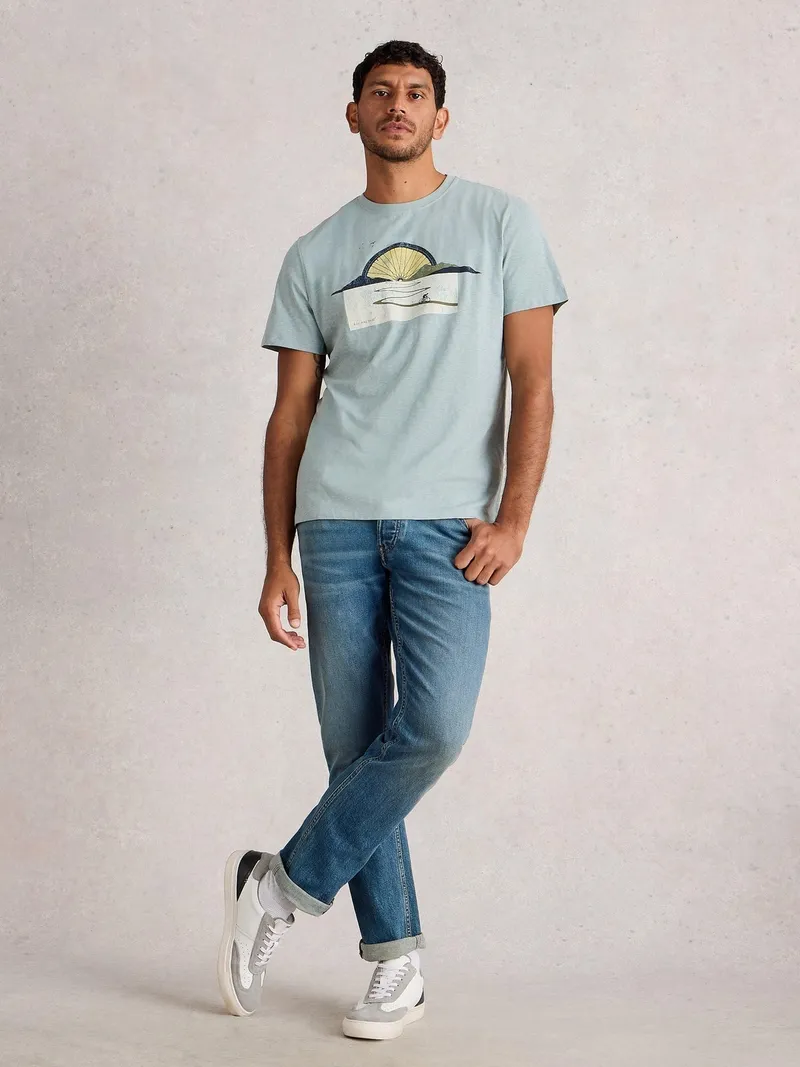 White Stuff Grafik-T-Shirt Abersoch Bike Sun - XXL, Blau print, – Produktbild 2 von 4