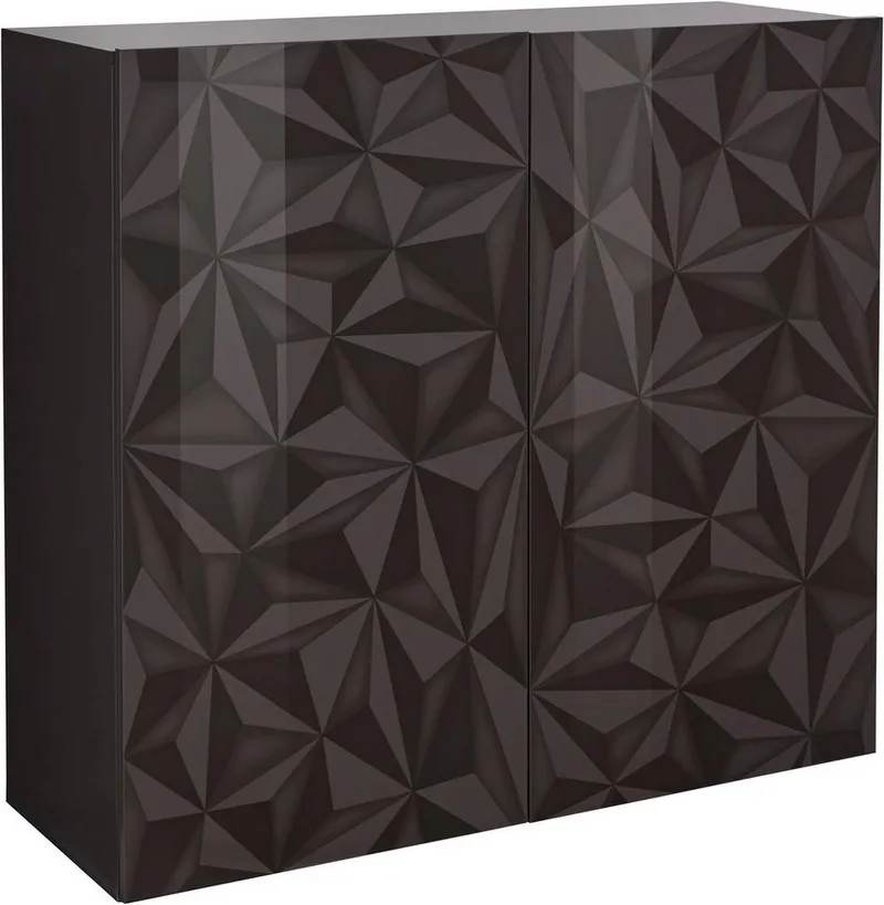 Home affaire Highboard Prisma Höhe 111 cm, Breite 121 cm, Kommode 2 Türen, Hochkommode, Front mit elegantem Siebdruck, grifflos, viel Stauraum, Grau, – Produktbild 3 von 4