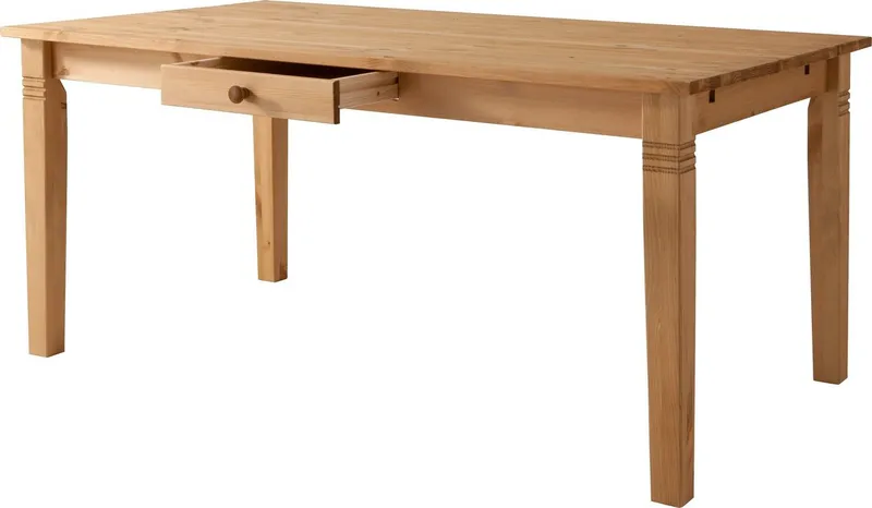 OTTO home Esstisch Danuta, Tisch, Speisetisch, wahlweise mit Schublade, aus massiver Kiefer, FSC®-zertifiziert, Braun, – Produktbild 6 von 8