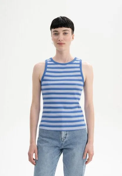 MELA MELA Ripp Tanktop Style DRISNA aus 100% Bio-Baumwolle, Blau gestreift, – Produktbild 1 von 4