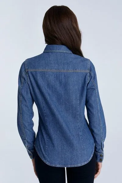 Evermind Evermind Jeanshemd - WA5022, Crystal blue, – Produktbild 4 von 4