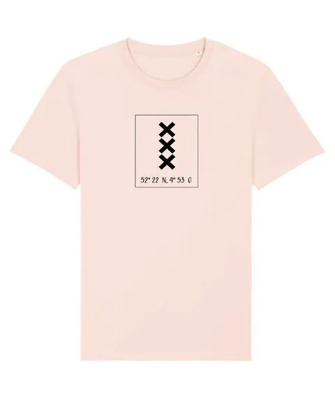 Human Family Human Family Bio Herren City T-Shirt "Amsterdam - Coordinates", Candy-pink, – Produktbild 2 von 3
