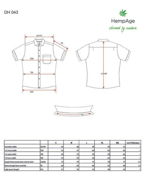 HempAge HempAge Herren Hemd Kurzhemd Hanf/Biobaumwolle, Topaz (blau), – Produktbild 3 von 4