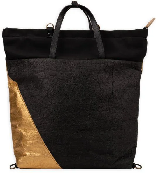 Gary Mash GARY MASH JANE Allroundertasche aus Ananasleder Piñatex, Schwarz-gold, – Produktbild 3 von 4