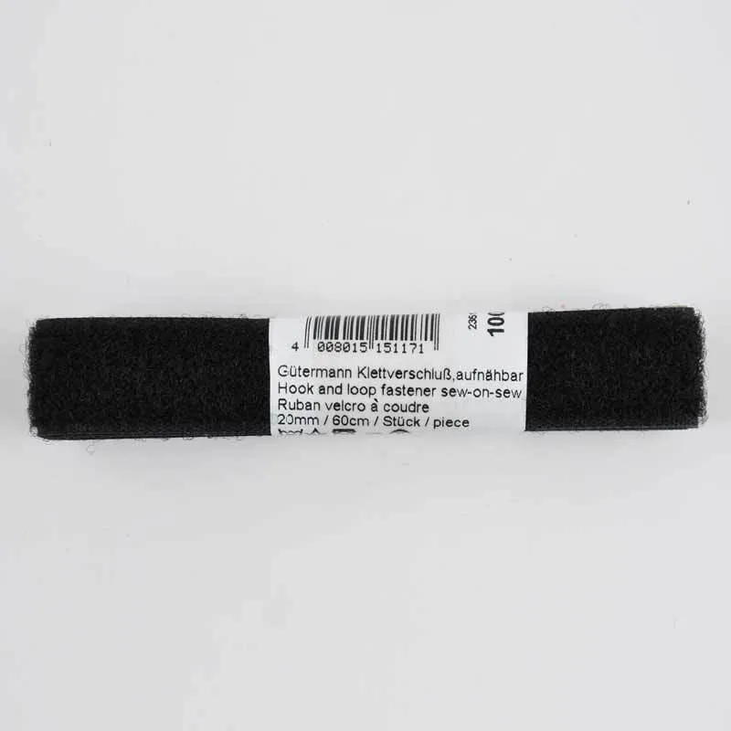 Gütermann Gütermann Klettverschluss schwarz 20mm 60cm, Schwarz, – Produktbild 1 von 1