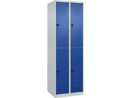 C+P C+P Doppelstock-Spind Classic PLUS, 4 Fächer, 1850x600x500mm, Lichtgrau/Enzianblau – Produktbild 1 von 1