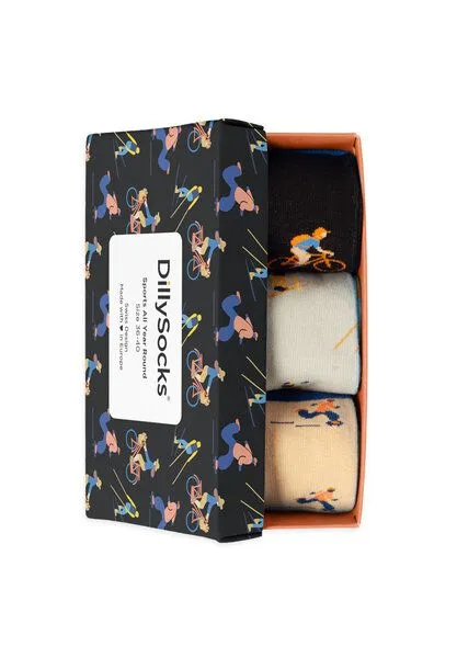 DillySocks DillySocks Socken „Geschenk Set Sport All Year Around 3er Set“, Black - grey - beige - blue - pink - orange, – Produktbild 4 von 4