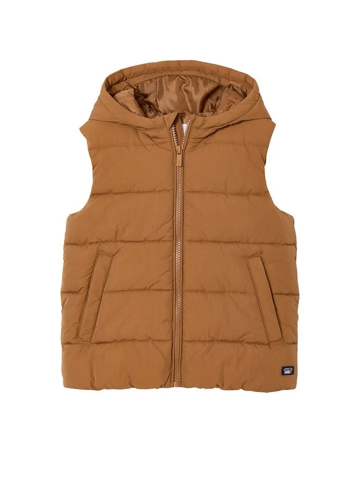 Vertbaudet Vertbaudet Steppjacke Steppweste mit Kapuze Jungen, Übergangszeit, Beige, – Produktbild 2 von 4