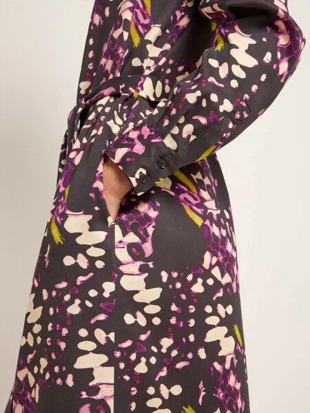 LANIUS LANIUS Midikleid aus TENCEL Lyocell, Print butterfly black/violet, – Produktbild 4 von 4