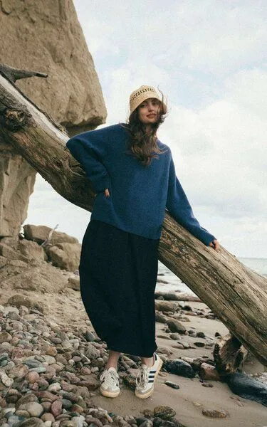 Kopyto Kopyto BARIBAL - Damen Oversize Boxy Stickpullover aus Merino-wolle RWS- zertifiziert, Blau, – Produktbild 4 von 4