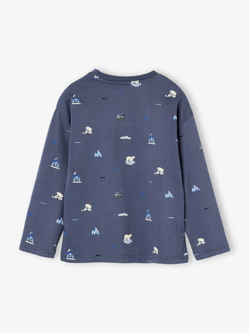 Vertbaudet Shirt mit Allover-Print Jungen mittel, Mittelblau, – Produktbild 2 von 3