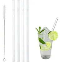 Contento Contento Glastrinkhalm 21 cm lang, 4 Stück, Eiskristall, mit Bürste – Produktbild 1 von 1