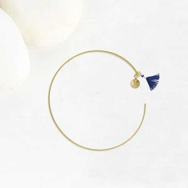 renna deluxe renna deluxe Armreif in Gold mit zwei Anhängern, Blau, – Produktbild 1 von 4