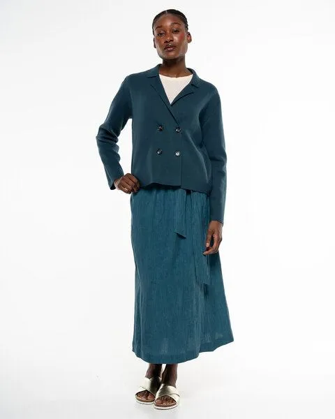 Alma & Lovis Alma & Lovis Feinstrick-Kurzblazer aus Organic Cotton | Knit Blazerjacke, Sea (blau-petrol), – Produktbild 2 von 4