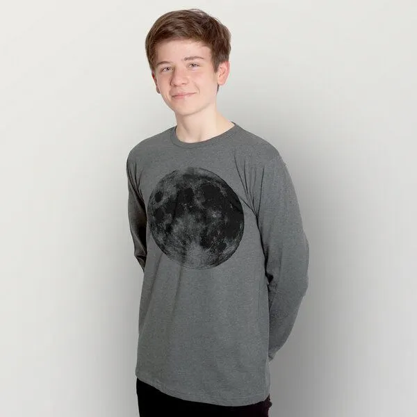 HANDGEDRUCKT HANDGEDRUCKT "Supermond" Männer Longsleeve, Grau, – Produktbild 1 von 4