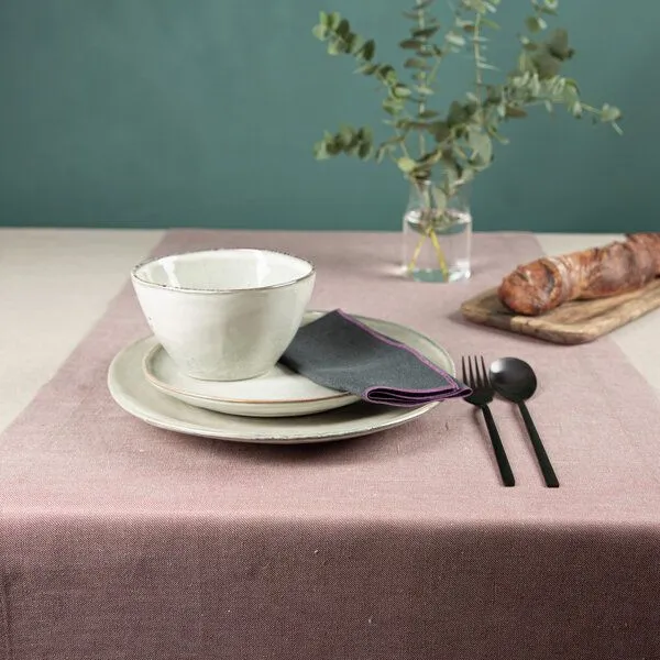 nahtur-design nahtur-design Tischläufer aus 100% BioLeinen | Leinendenim, Rosé (rosa), – Produktbild 1 von 4