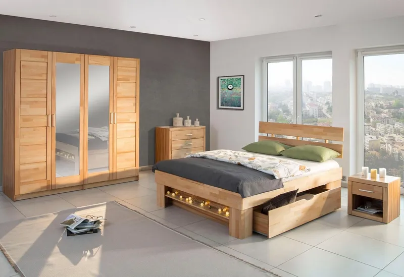 OTTO home Stauraumbett Triest, aus FSC®-zertifizierter massive Buche, Beige, – Produktbild 4 von 5