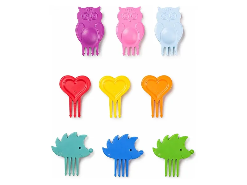 Pieksi und Griffel Pieksi und Griffel Snack Piekser 9er Set Eule, Herz und Igel, Mehrfarbig, – Produktbild 2 von 2