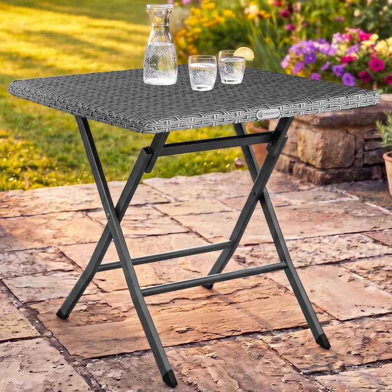 Casaria® Polyrattan Klapptisch Rom Anthrazit 75x65x65cm – Produktbild 2 von 2