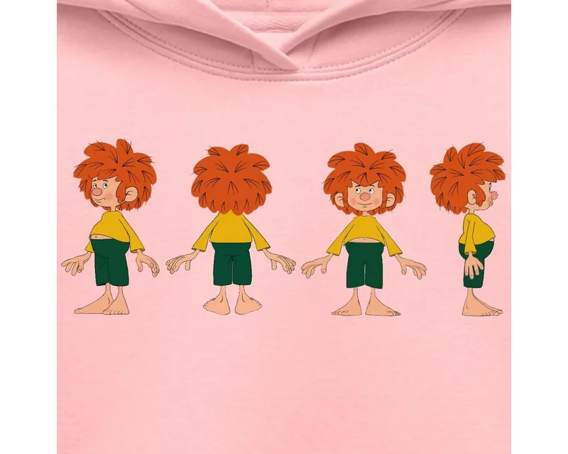 Spreadshirt Hoodie Pumuckl Aus Verschiedenen Blickwinkeln Kinder Premium Hoodie (1-tlg) Regular Fit, Rosa, – Produktbild 2 von 5