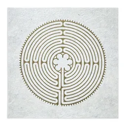 Veskor Cassiopeia Veskor Cassiopeia LABYRINTH VON CHARTRES der Kathedrale Notre-Dame Linoldruck | 40 × 40 cm | Gold auf Naturweiß – Produktbild 1 von 1