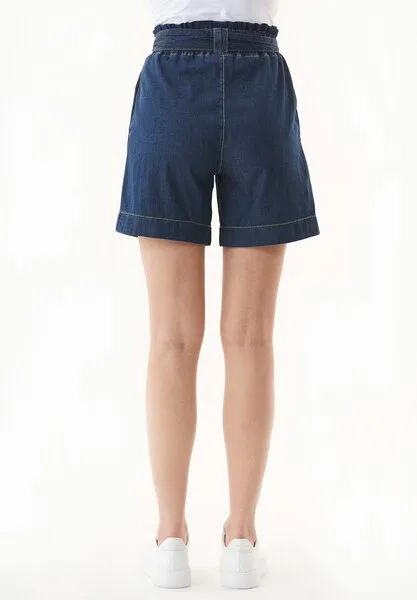 ORGANICATION ORGANICATION Paperbag-Shorts aus Bio-Baumwolle in Denim-Optik, Blue, – Produktbild 4 von 4
