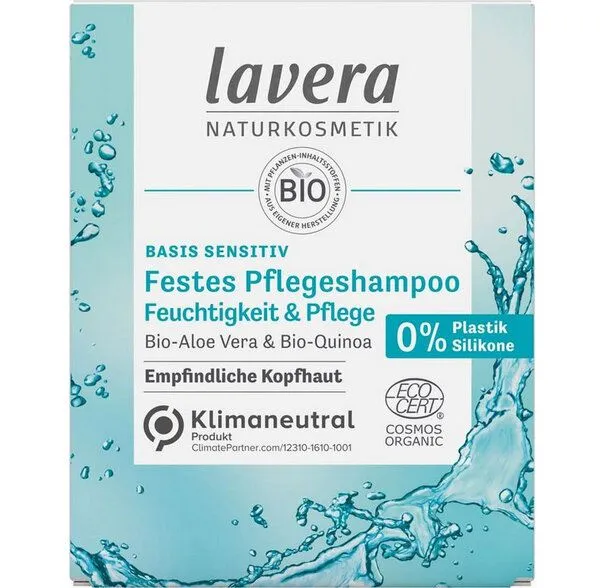 lavera lavera basis sensitiv Festes Pflegeshampoo Feuchtigkeit & Pflege 50 g – Produktbild 2 von 4