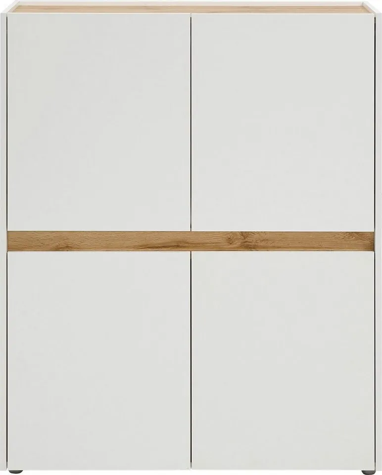 Home affaire Highboard City/Giron, moderner Schrank, Kommode, Stauraumschrank, Hochschrank, zeitlos, modern, ausreichend Stauraum, vielseitig einsetzbar, Weiß, – Produktbild 4 von 5