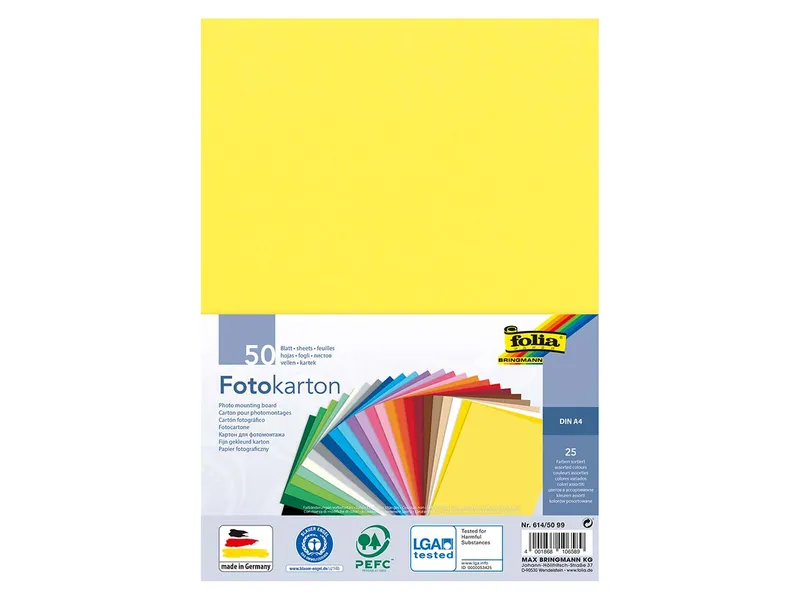 folia folia Fotokarton DIN A4, 300 g/m², sortierte Farben, 50 Blatt – Produktbild 1 von 1