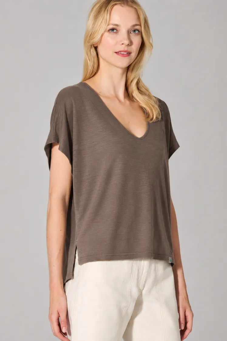 HempAge Hempage Damen vegan T-Shirt Aus Slub-Jersey Staubbraun, Braun, – Produktbild 2 von 2