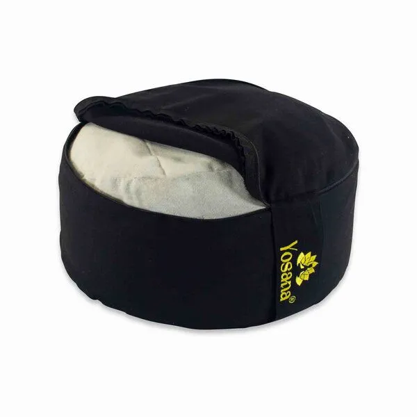 Yosana Yosana Yogakissen XL, 35cm rund, Meditationskissen mit Deutscher Bio-Dinkelspelzen Füllung, Schwarz, – Produktbild 4 von 4