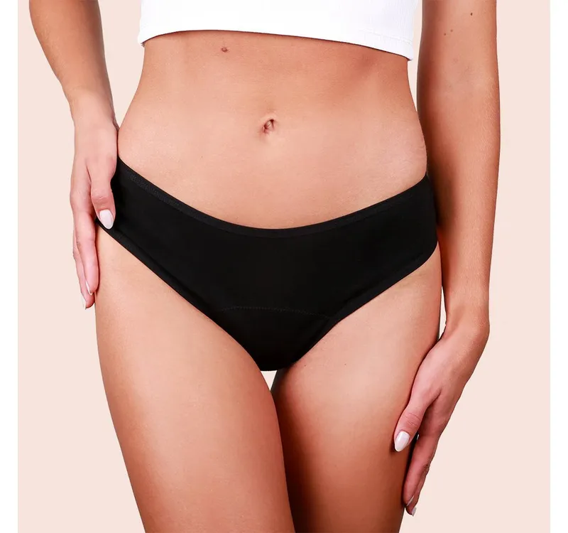 Taynie Taynie Periodenslip Brazilian - Periodenunterwäsche leichte Blutung - Damen (1er-Pack) Auslaufsichere Periodenunterwäsche / Periodenslip aus Bio Baumwolle, Schwarz, – Produktbild 1 von 5