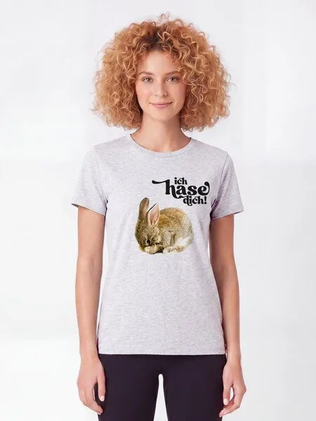 watapparel watapparel T-Shirt Frauen Ich hase dich!, Cool heather grey, – Produktbild 2 von 2
