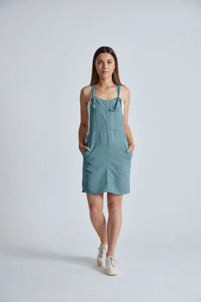 Flax and Loom Flax and Loom Leinen Latzkleid Peggy, Retro blue (grün), – Produktbild 1 von 7