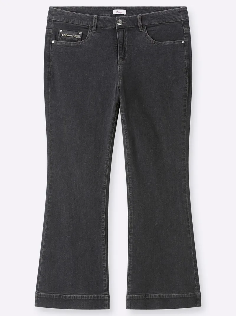 sheego Bootcut-Jeans black denim, Black denim, – Produktbild 1 von 2